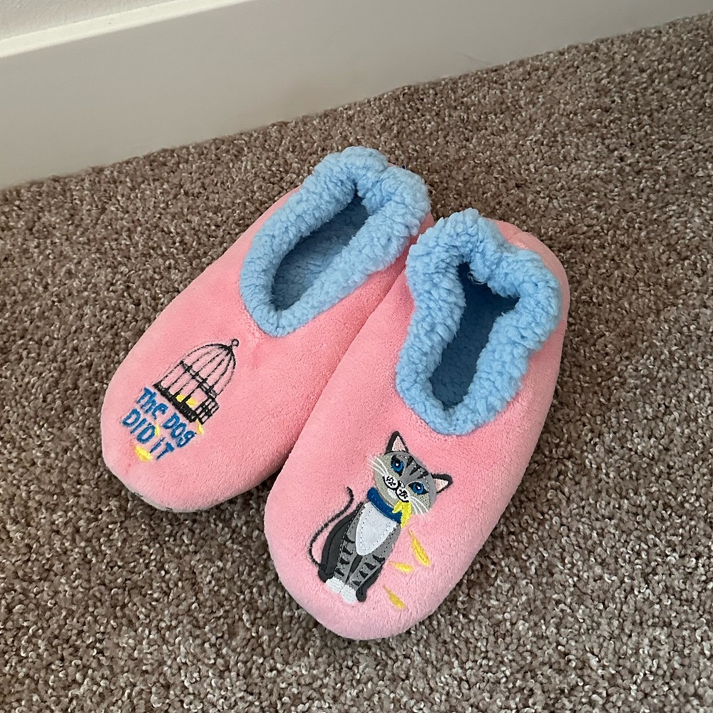 Snoozies Pairable Slipper Socks - Non-Slip Fuzzy Cat Slippers